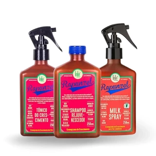 Kit Rapunzel Lola Cosmetics 3 produtos Shampoo, Spray Milk e Tônico de Crescimento