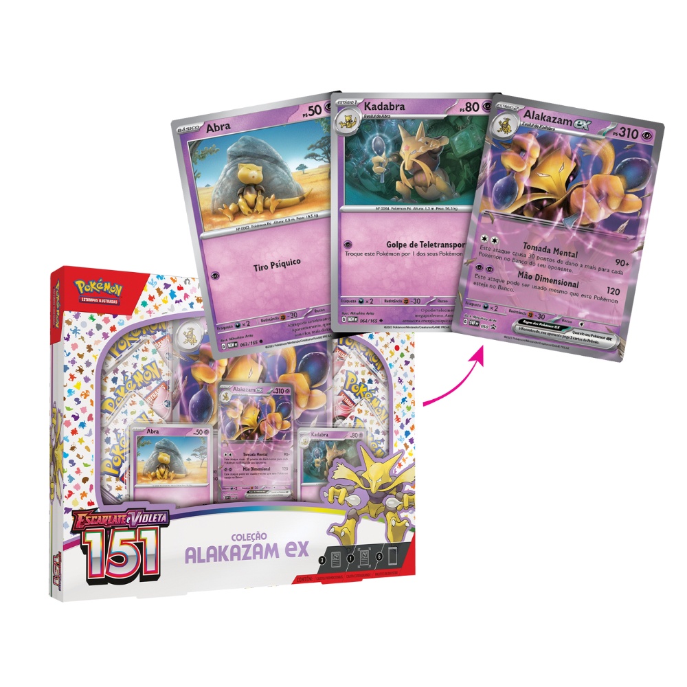 Box Pokémon Zapdos EX ou Alakazam EX Coleção Especial 151