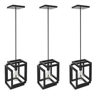 Kit 3 Pendentes Luminárias Infinity Industrial Preto
