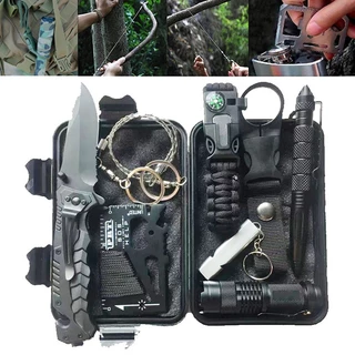 Novo Kit De Sobrevivência De Emergência 9 Em 1 Exterior Conjunto De Ferramentas Militares De Primeiros Socorros SOS EDC