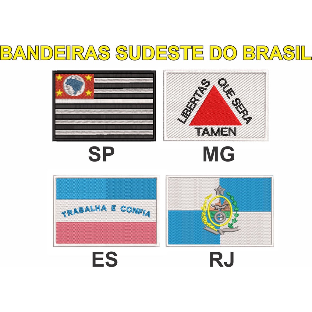 Patch Kit 4 bandeiras Sudeste dos estados São Paulo, Minas Gerais, Rio ...