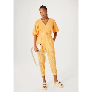 Calça Feminina Carrot Cintura Alta Em Laise Hering