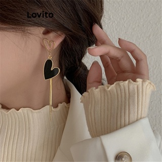 Lovito Brincos De Coração Com Franja Casual Em Forma De Coração Para Mulheres LFA11068