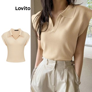Lovito Camiseta Básica Lisa Casual Para Mulheres L74ED241
