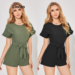 Lovito Macacão com Babados para Mulheres LBE04109 (Multicolorido)