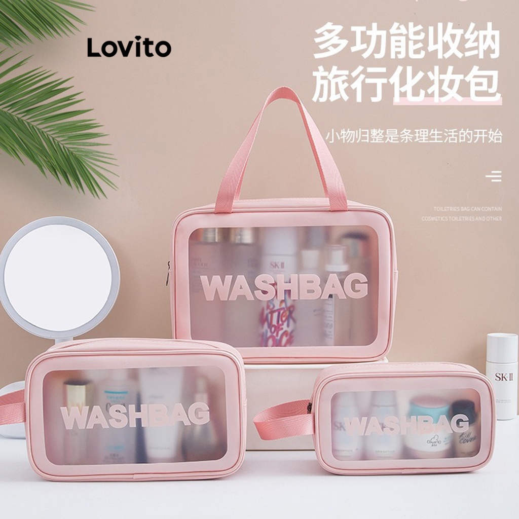 Lovito Beleza Bolsa Feminina à Prova d'água com GRande Capacidade e Fácil de Carregar Maquiagem LBT01067