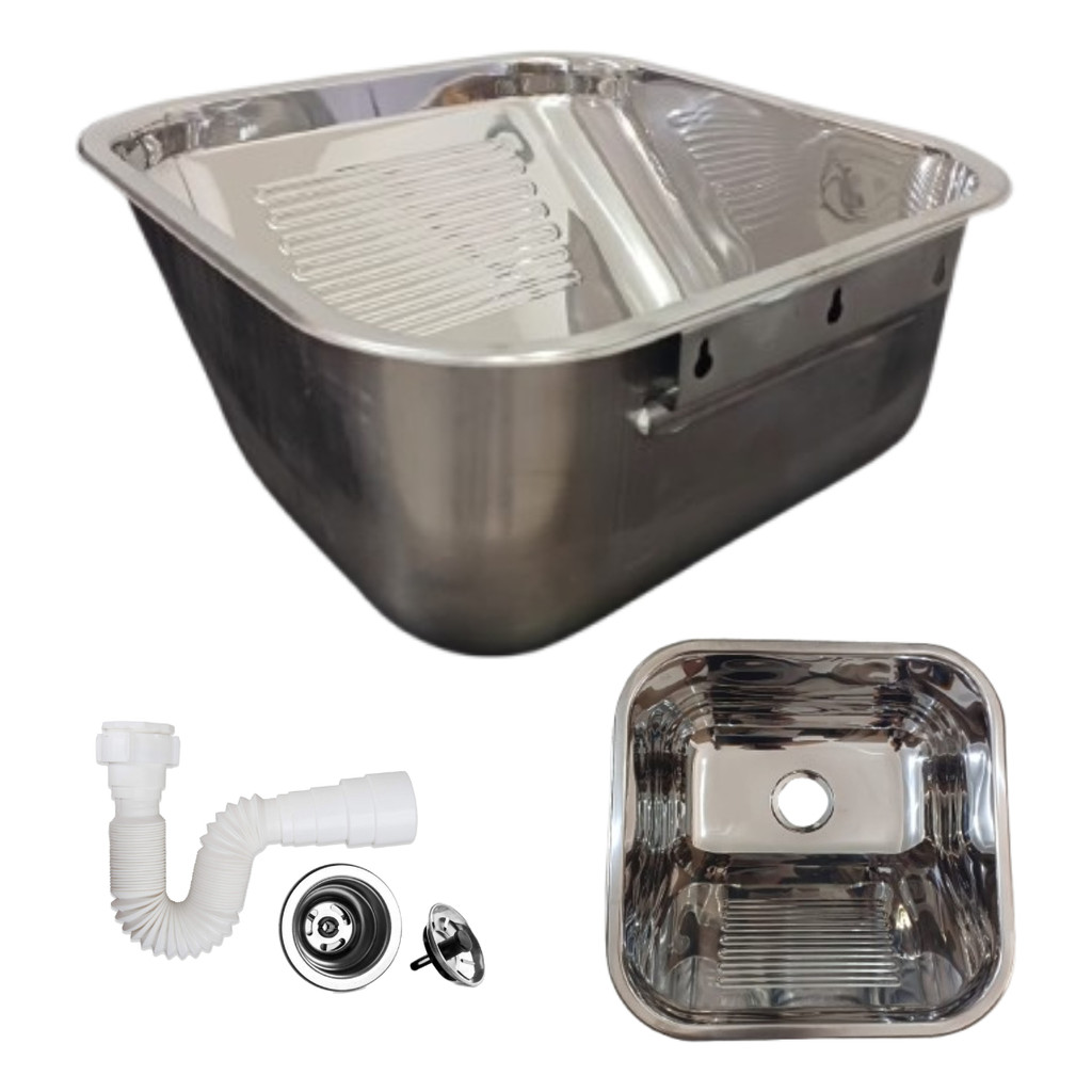 Tanque Inox Para Fixação Em Parede 40x40 Polido Alto Brilho