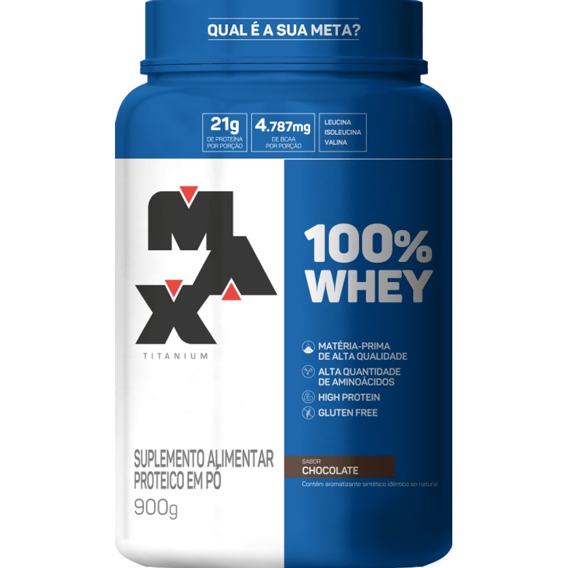 Whey Protein Max Titanium 900g 100% Whey Sabor Chocolate