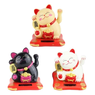 Gato da Sorte com Mãos Agitadoras Gato Criativo de Carro Artesanato Ornamentos Solar Powered Japanese Style Lucky Cat