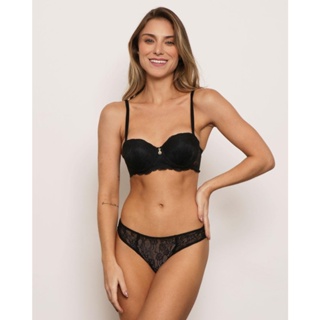 Sutiã Feminino Base com Bojo e Alças Removíveis Renda Preto