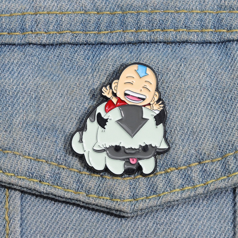 Avatar O Último Desenho Animado Airbender Pino De Animação Esmalte Appa E Aang Metal Brooch Anime Movie Badge Acessórios De Vestuário Jóias Presente