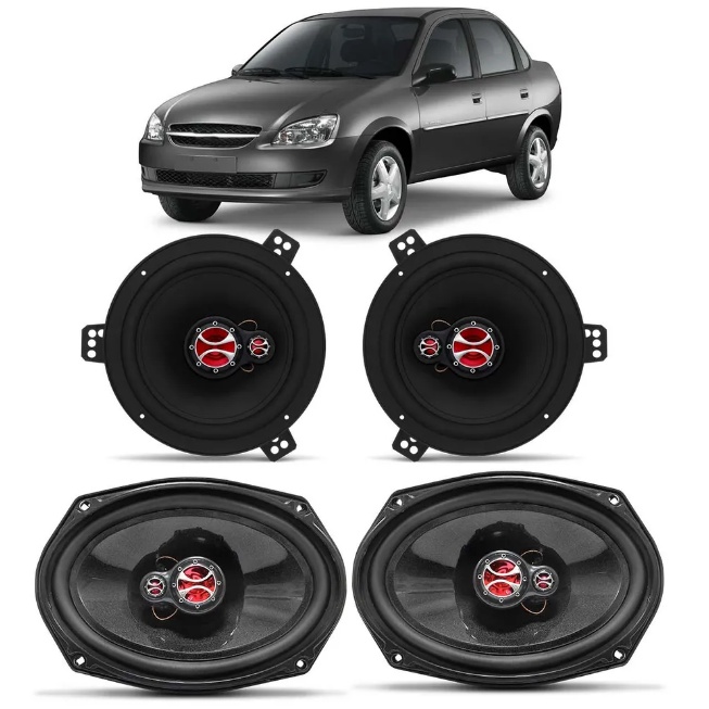 Kit Alto Falante Corsa Sedan Tampão - 6 E 6X9 Polegadas 240W- KF
