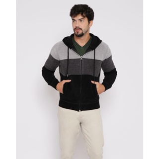 Casaco Masculino Chenille Flanelado Cinza Preto