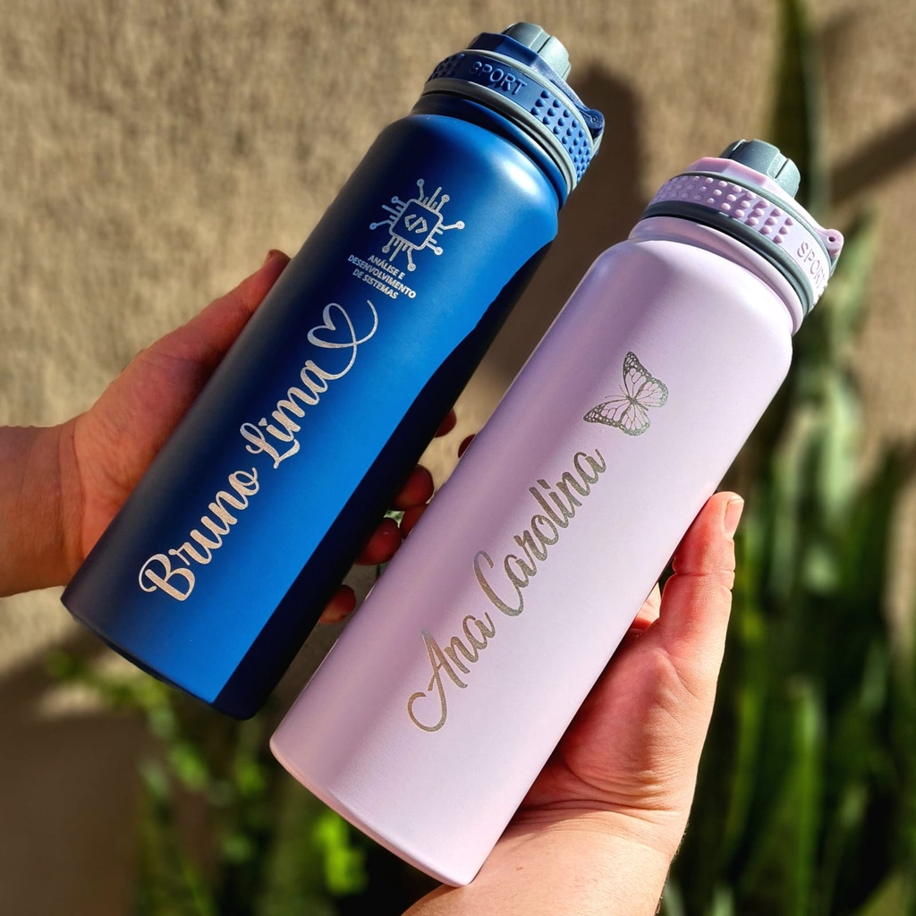 Garrafa Personalizada Térmica Com Nome 1 Litro ou 800ml Bear Thermal ...
