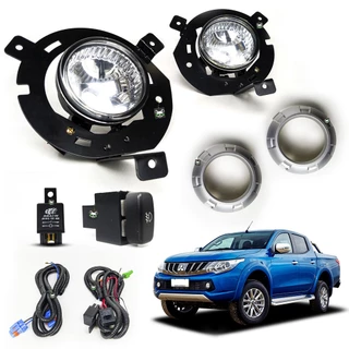 Kit Farol de Milha Moldura Cinza L200 Triton 2005 2006 2007 2008 20009 2010