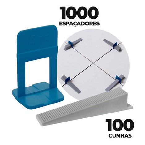 Kit Espaçador Nivelador Slim 1000 Espaçadores + 100 Cunhas Cortag ...
