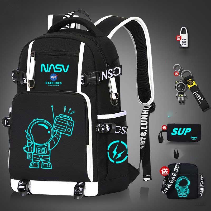 【envio de 24 horas】 Bolsa Astronauta Mochila Infantil Luminosa À Prova D'água Para Crianças Escolar Meninos Ortopédico Livros De Primária