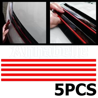 5Pcs Adesivos Refletivos Vermelhos Para Automóveis/Acessórios De Moda Decoração/Universal À Prova D'água Exterior/Tiras Moldes Da Grelha Frontal Do Capô