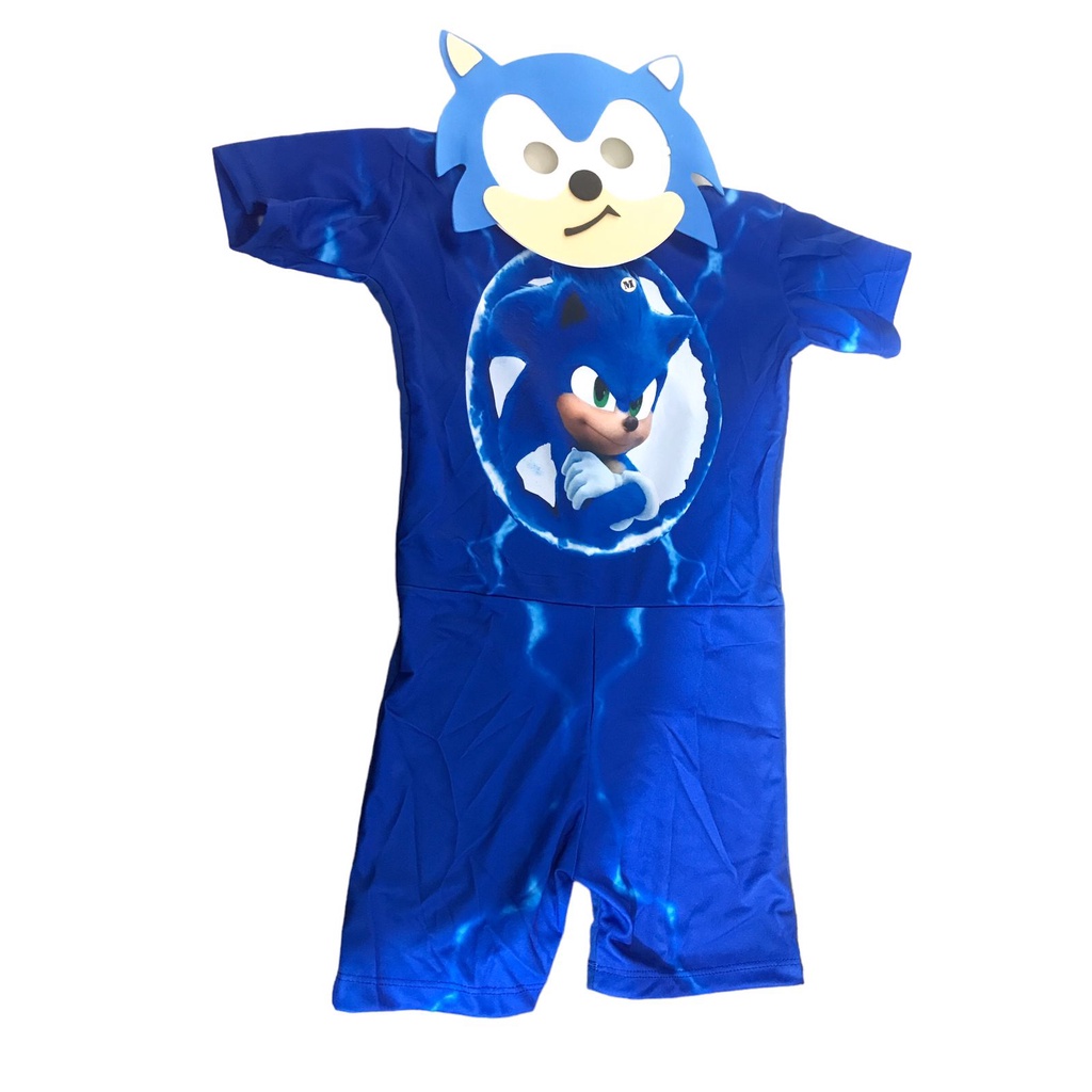 Fantasia Sonic The Hedgehog Infantil Com Máscara