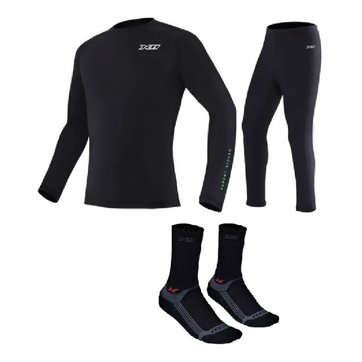 Conjunto Segunda Pele Térmico X11 Blusa + Calça E Meia Moto