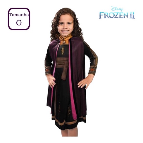 Vestido infantil Frozen 2 com Elsa e Anna na floresta