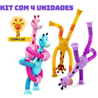 Kit com 4 Girafas Pop Tubo Led Com Ventosa