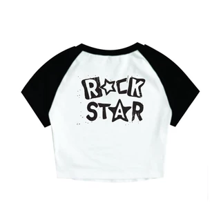 Cropped Raglan Feminino Tumblr blogueira rock star feminina curta