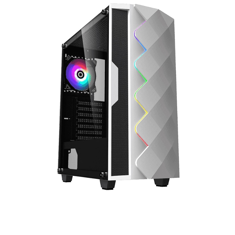 Gabinete Gamer Branco Argb Vidro Diamond Gamemax