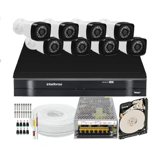 Kit Cftv 8 Câmera Segurança Full Hd 2mp Dvr Intelbras Com HD 500Gb