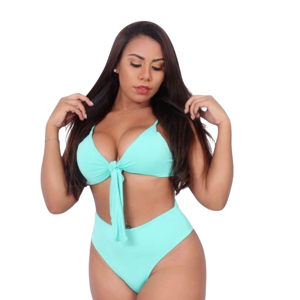 Biquíni Hot Pant com Bojo Cintura Alta Modeladora Retrô