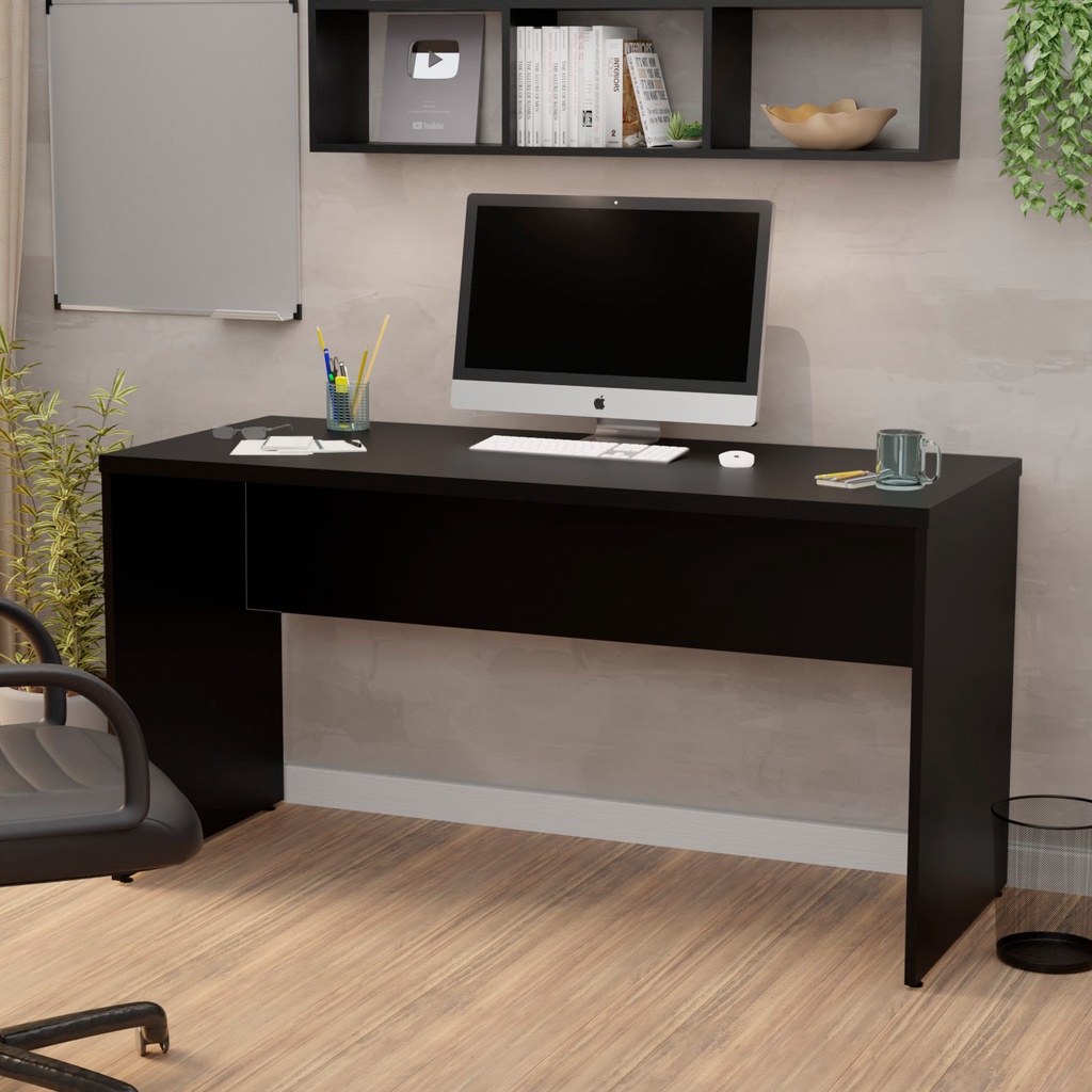 Mesa De Escritório Escrivaninha 1.60x60 Tampo 30mm Netmobil	