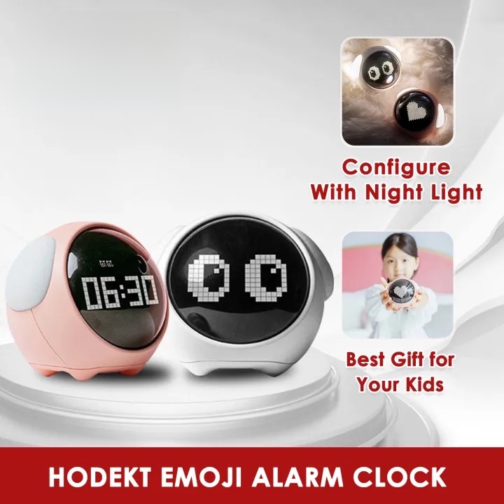 HODEKT Emoji Despertador Bonito Expressão Voz Controle Night Light Despertador Multifuncional Criança Cabeceira
