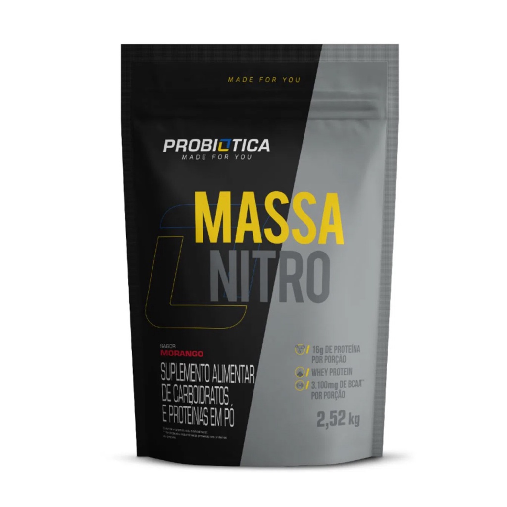 Hipercalorico - Massa Nitro - Probiótica - 2,5 Kg Ganho Muscular