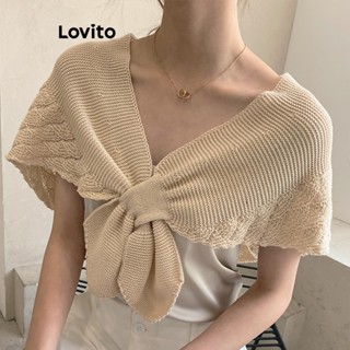 Lovito Cachecóis Femininos De Malha Com Nó Liso Formal Cortado Com Linhas De Veias De Pés De Galinha E Simplicidade Da Panturrilha LFA10137