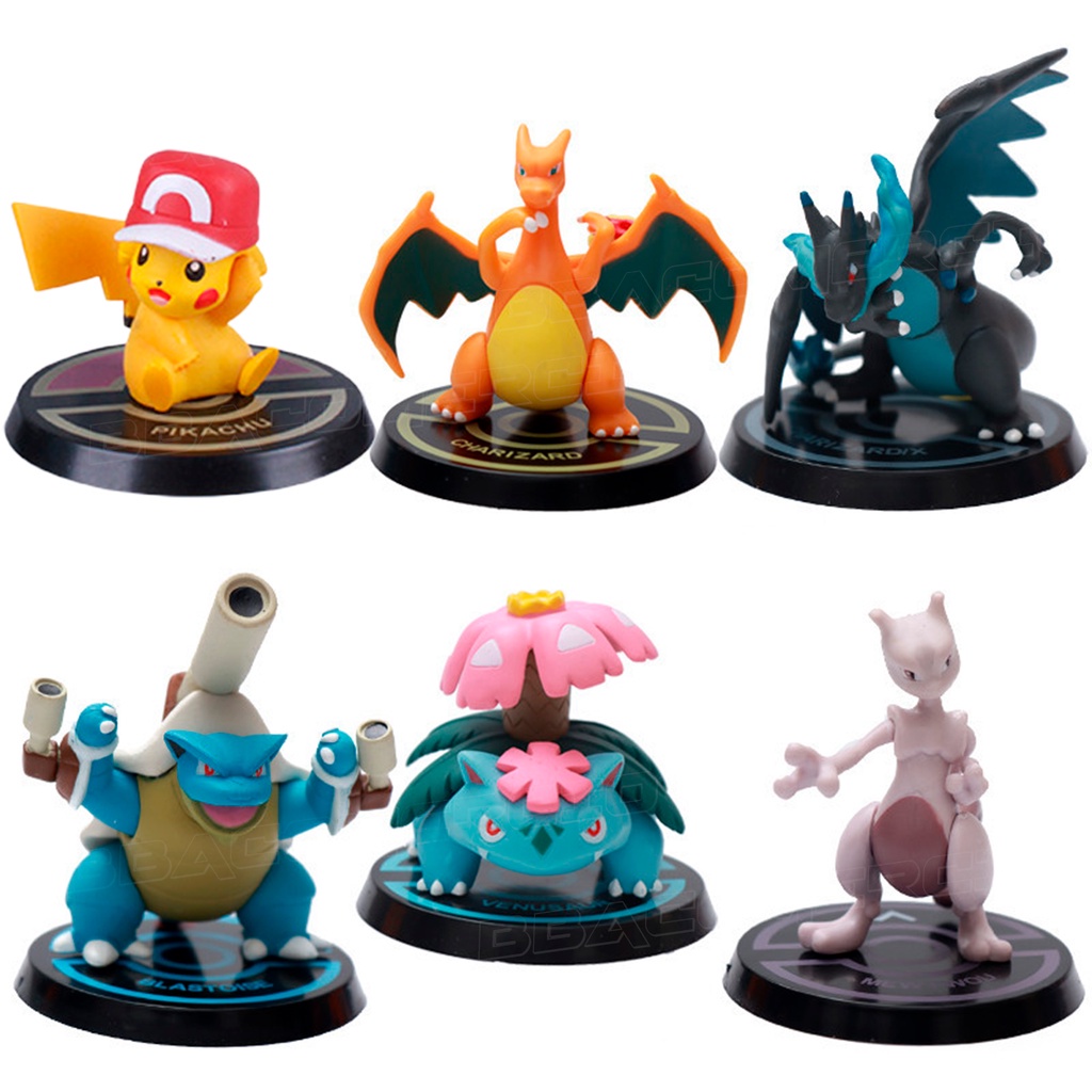 Kit 6 Action Figure Serie Jogo Pokemon Pikachu Charizard - Boneco