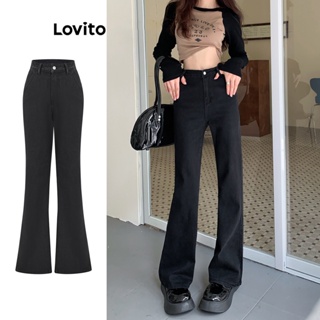Lovito Jeans Femininos Casuais Lisos E Flare L73AD150