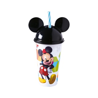 Copo Plástico Infantil Mickey Com Canudo