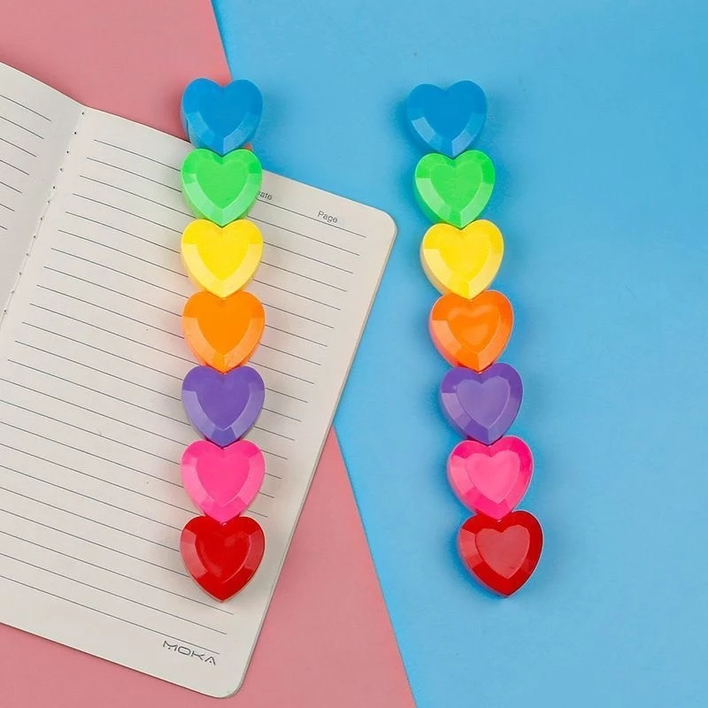 Kit Caneta 6 Cores em Formato de Coração - Material Escolar Fofo