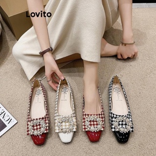 Lovito Sapatos Casuais De Strass Com Pérolas Lisas Para Mulheres LCS04092