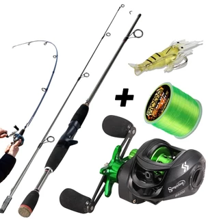 Sougayilang Conjunto De Pesca 1 Vara 180cm Carretel Isca Linha
