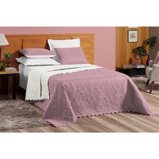 Cobre Leito 03Pçs Dupla Face Liso Floral Queen Malha 100% Poliéster Matelassê