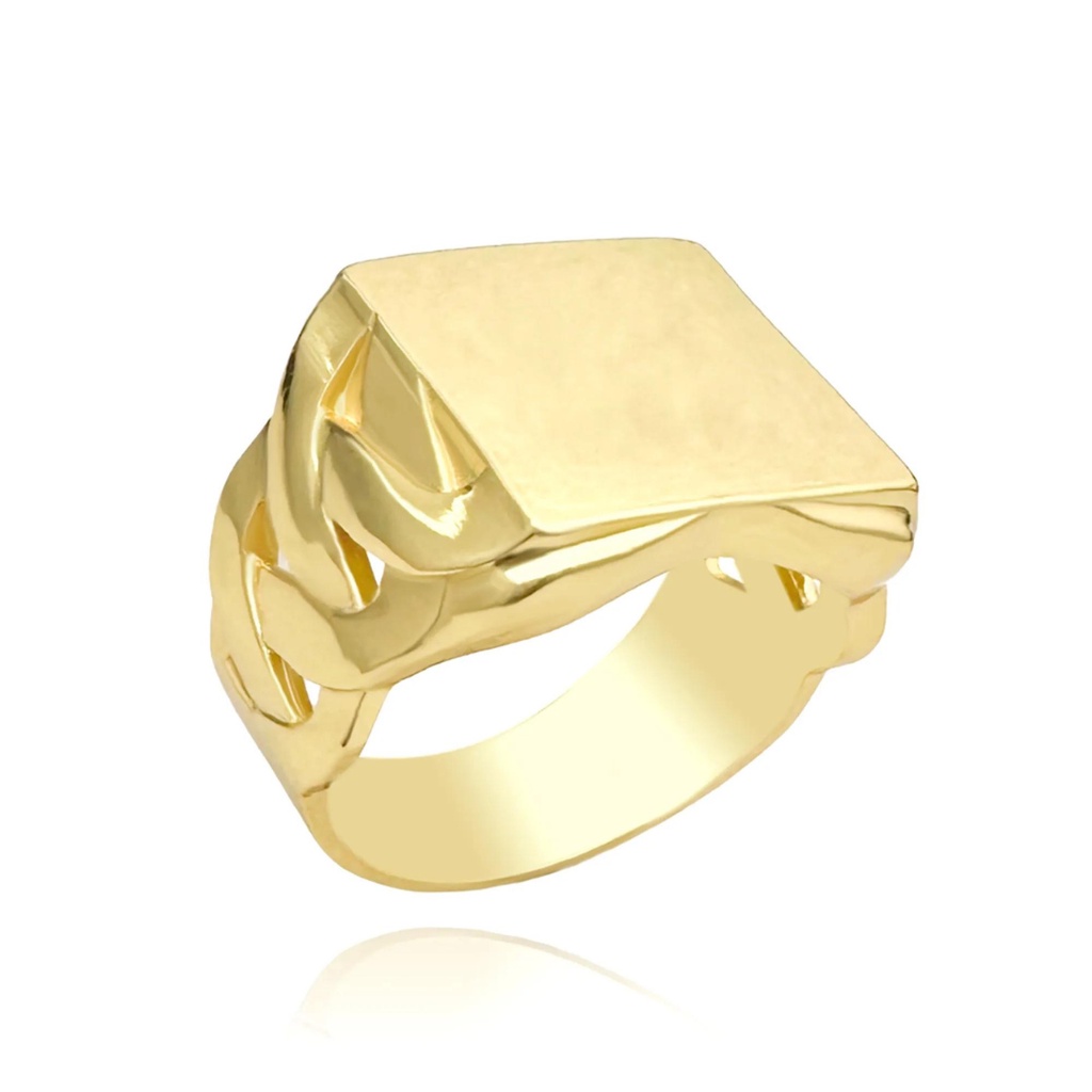 Dedeira Masculina Lisa Detalhe na Lateral Traçada Banhada a Ouro 18k ...