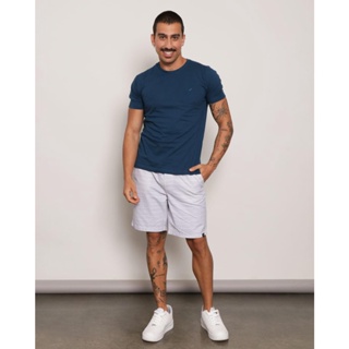 Bermuda Masculina Listras Com Bolso Cinza