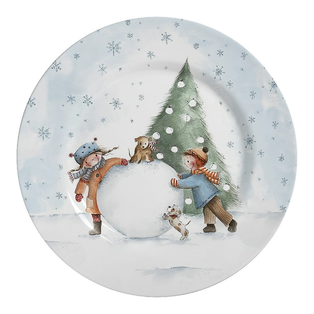 Jogo com 6 Pratos Raso Sweet Christmas Natal Alleanza