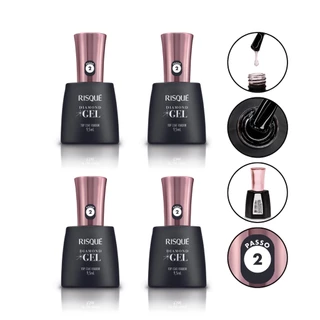 Kit 4 Esmalte Top Coat Fixador Diamond Gel Risqué 9,5ml