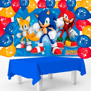 Kit Decoração Festa Sonic Filme 2 Painel Infantil e Totem