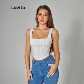 Lovito Casual Blusa Feminina Lisa Alinhada LBA05035 (Branco)