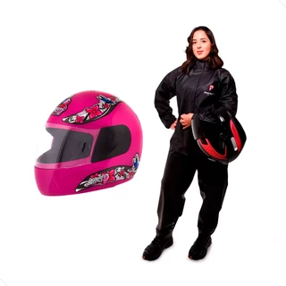 Capacete Moto Pro Tork Aberto New Liberty 4 For Girls Rosa Viseira Cristal + Capa de Chuva Pioneira