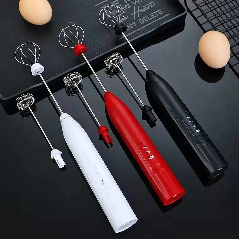 USB Rechargeable Electric Egg Beater, Coffee Mixer, 2 in 1, Double Heads, Milk Frothers, Baking Shaker, Kitchen Gadgets