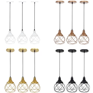 3 Pendentes Aramado Esfera Balonê Lustre Luminária Teto Regulável Sala Cozinha Industrial Agp
